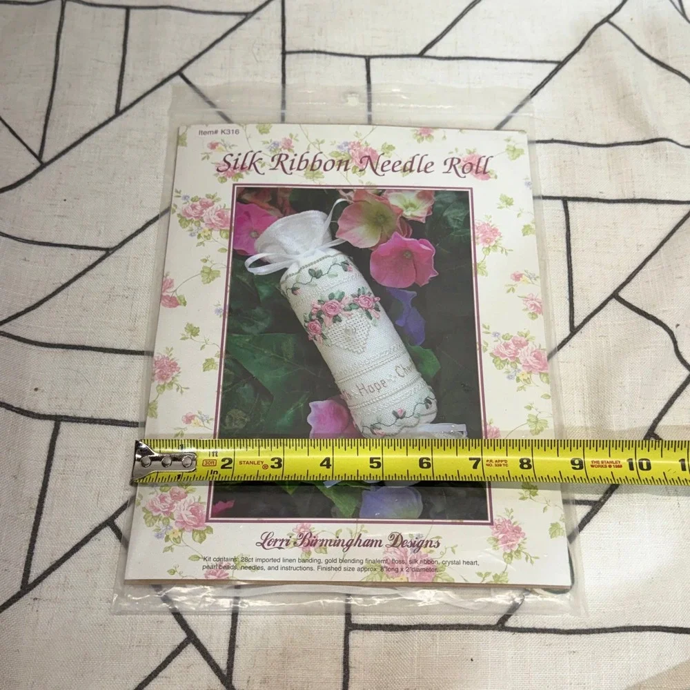 Lorri Birmingham Designs Silk Ribbon Needle Roll Kit White Faith Hope Charity